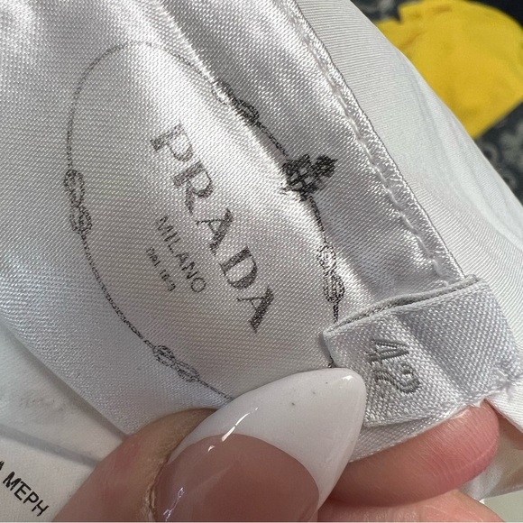 Prada Designer White Smocking Detail Flared Dress SZ 42 - Picture 10 of 12